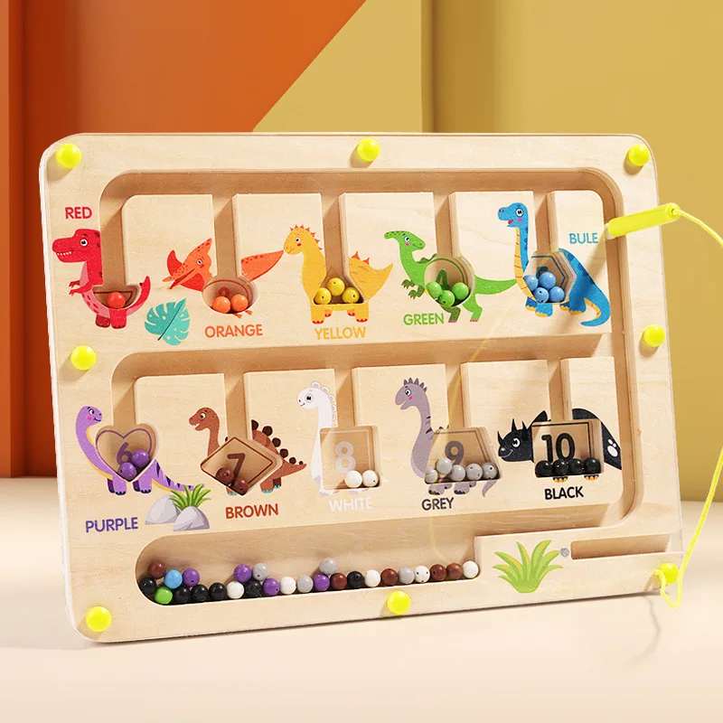 Kids magnetic alphabet number maze counting dinosaur toys matching games wood magnetic puzzles fine motor skills toys