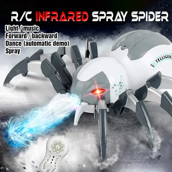 Rc Toy Spray Lights Bot Black Widow Spider Realistic Robot Toy Rc Animals Remote Control Spider Toy With Music For Boy