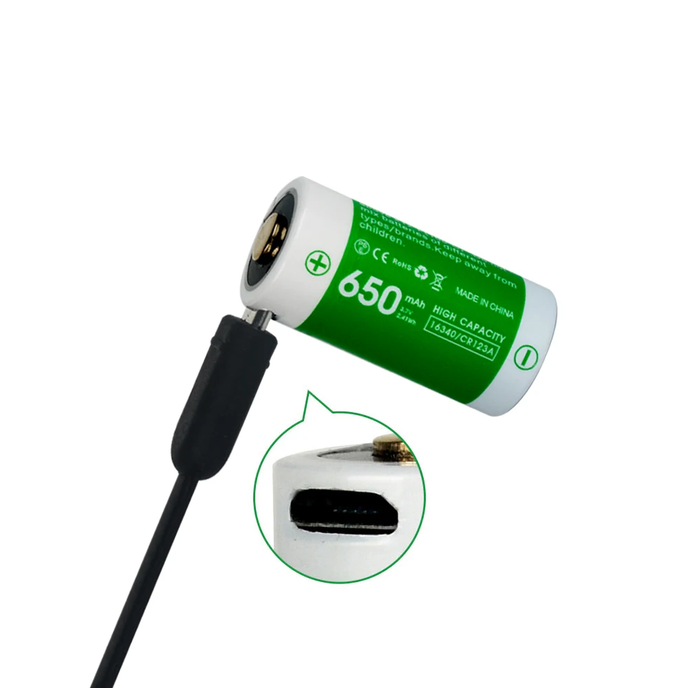 
OEM factory supply 16340 small rechargeable 650mah li-ion battery 3.7v for power energy 