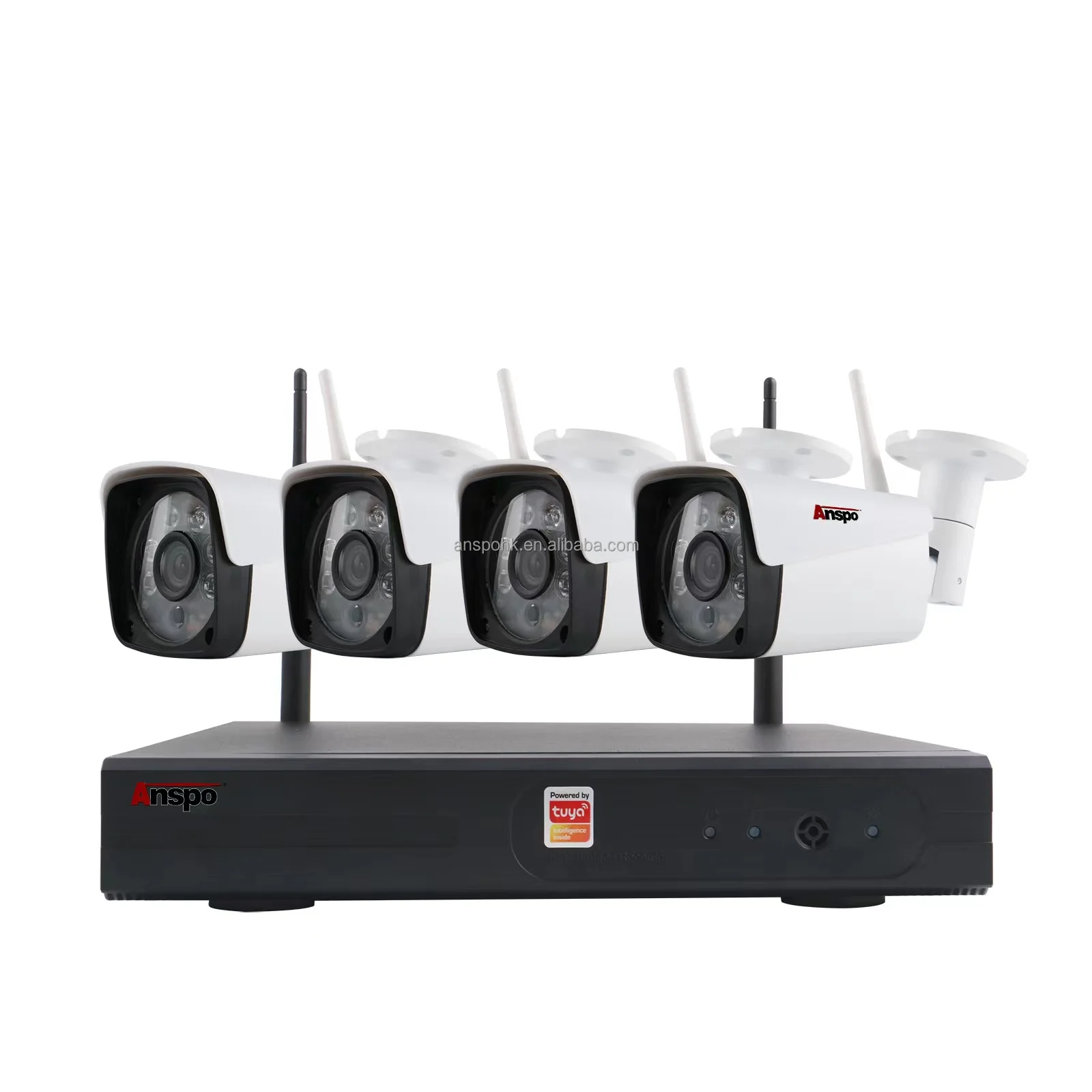 Anspo Home surveillance CCTV wireless system 4ch tuya smart wifi nvr kit outdoor 1080p 4channel wireless security camera system