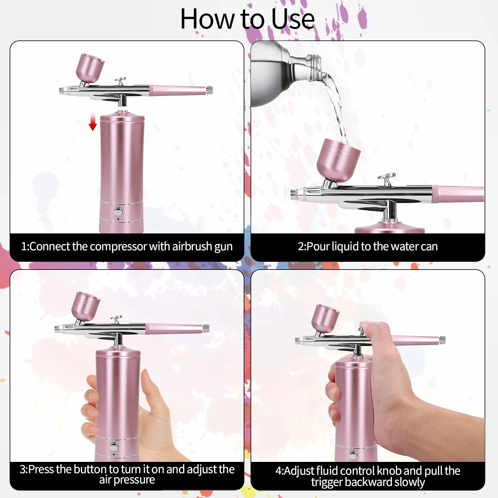 Foretrend Custom New Makeup Airbrush Machine Spray Gun Facial Airbrush Set Nail Airbrush For Make Up Nail Art Paint