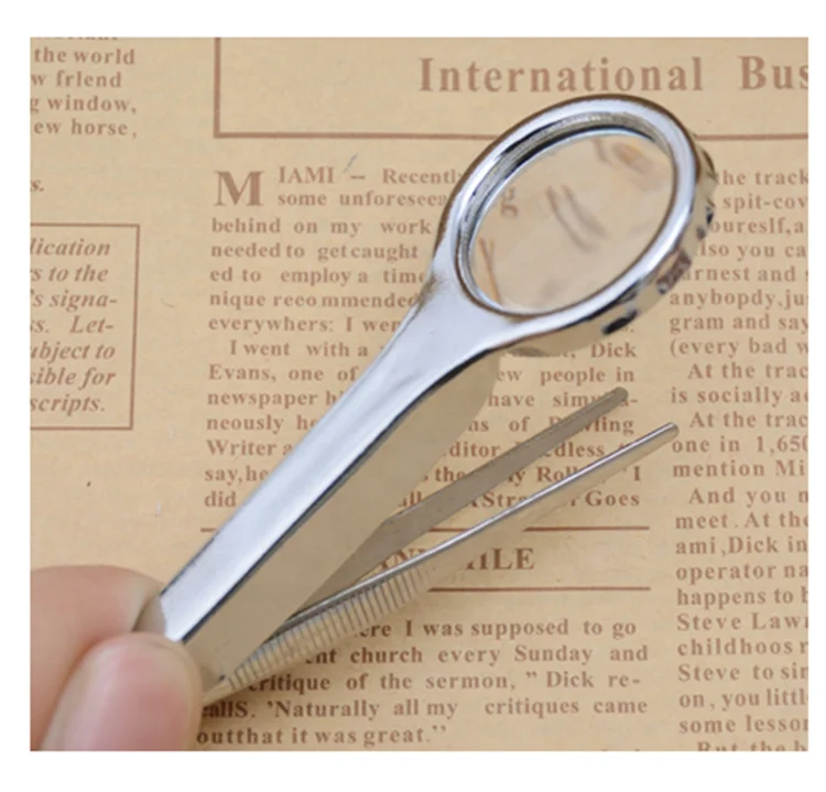 Laboratory Scientific Eyelash Tweezers with Magnifying Glass for Ingrown Hair Removal Tick Removal