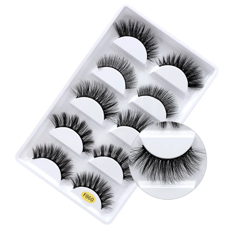 GODISS Cruelty Free Artificial Mink Large-capacity False Eyelashes Fluffy 3D Eyelashes 5 Pairs