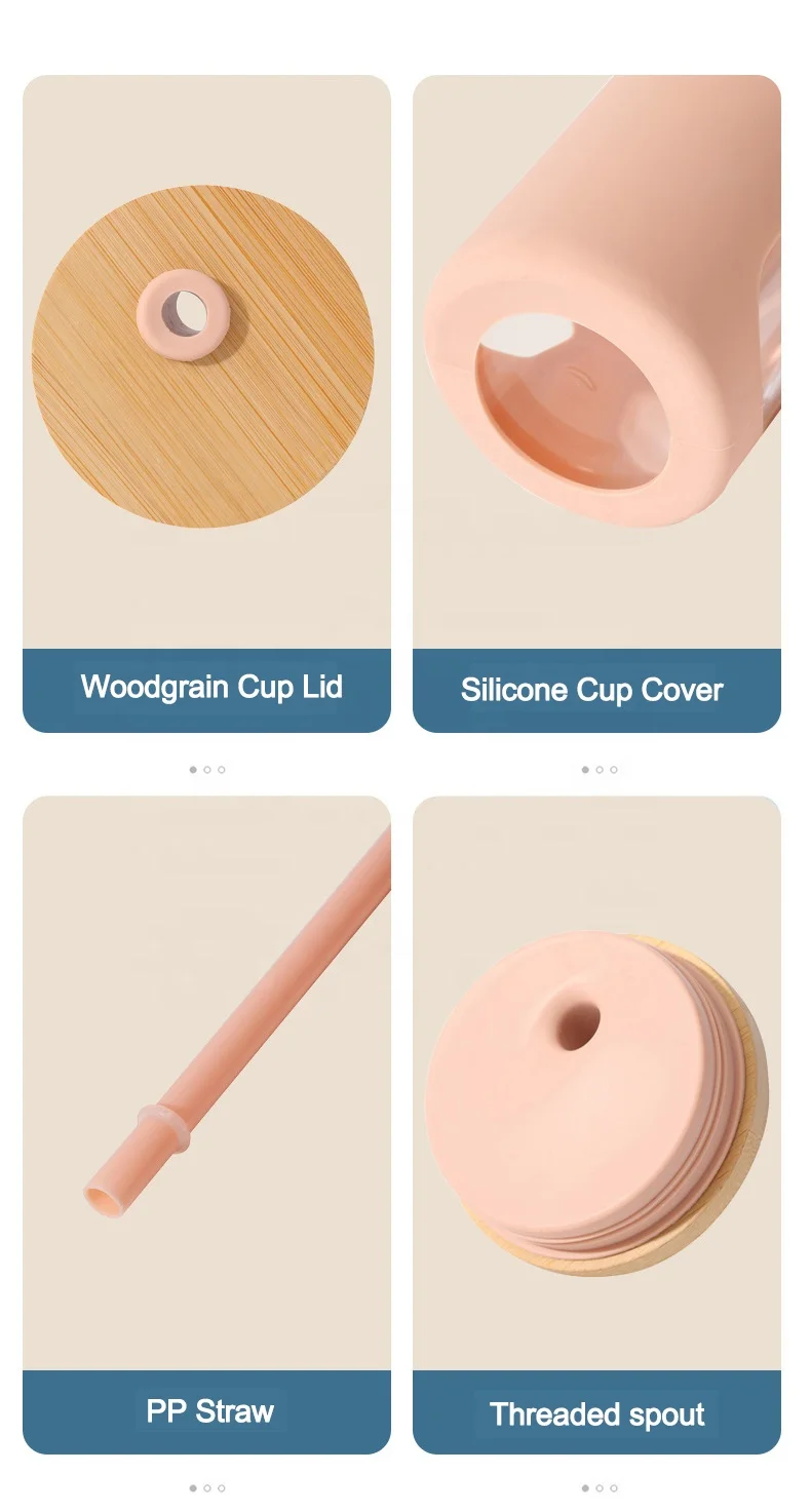 2024 Top Seller BPA Free 20oz Silicone Protective Sleeve Custom Cup Drink Glass Bottle Glass Water Tumbler With Bamboo Lid Straw