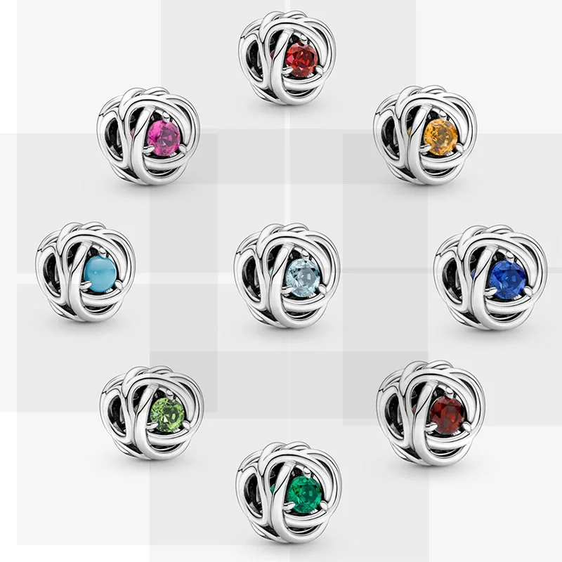 New product S925 silver eternal cycle string bracelet charm