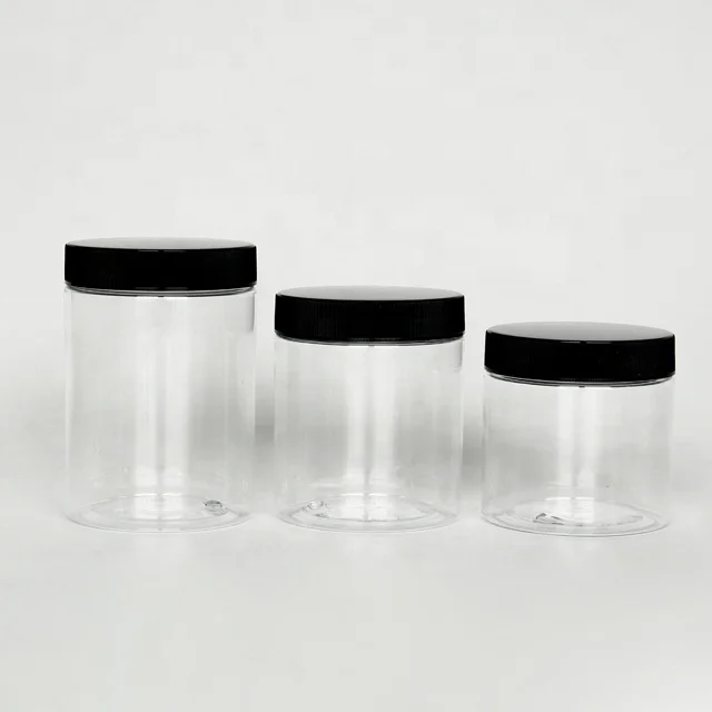 Hot Selling Large 1L 1000ml 1 Liter 500ml Food Safe PET Plastic Jar for Candy Salad Packaging