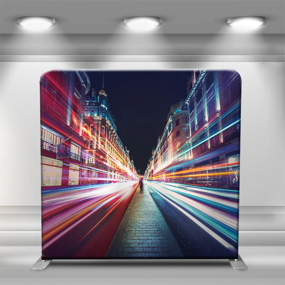 7.6x7.6ft Tension Fabric Portable Photo Booth Backdrops Stand Display Stand Exhibition Wall Banner