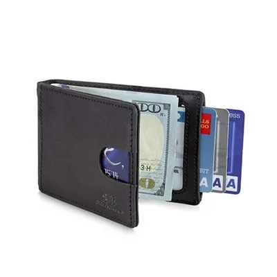  Тонкий двойной держатель для карт из искусственной кожи с RFID-блокировкой кошелек зажимом