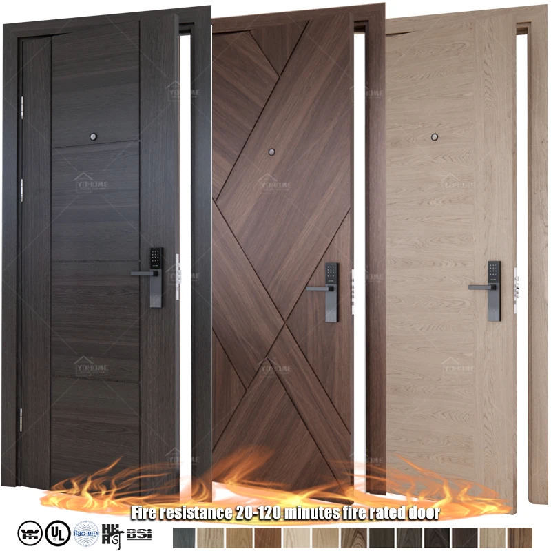 UL10b-10c Fire protection Certification Fd30 Wooden Door Fireproof Soundproof Hotel Room Proof Interior