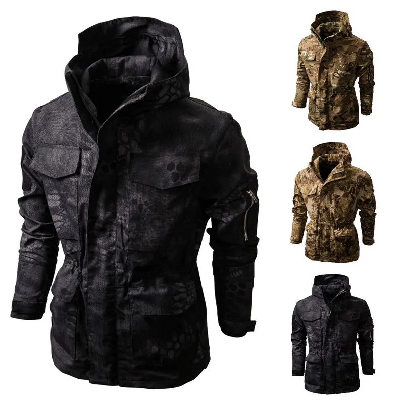 Куртка мужская тактическая зимняя, униформа безопасности для защиты от прорывов, много карманов, Черная