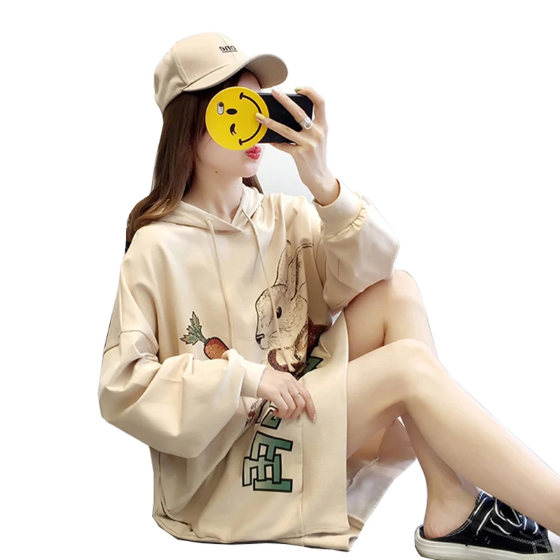 Толстовка для беременных, свободная, большой размер, средней длины, модная, осень/зима, тонкая, с длинным рукавом, с рисунком, для женщин