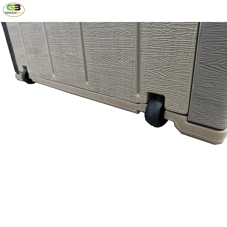 outdoor waterproof Plastic HDPE box storage with gas spring and wheels