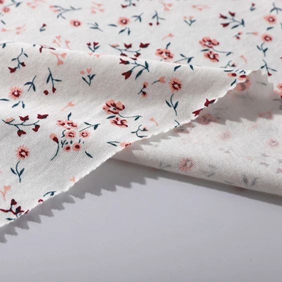 Free Sample Cotton Modal Jersey Fabric Custom Flower Printed Knitted Jersey Composition Fabric