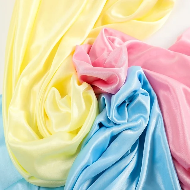 Glossy 100% Polyester Interlock Double Faced Fabric for Weddings Bags Outdoor Garments Dresses Sleepwear Accessories-for Girls