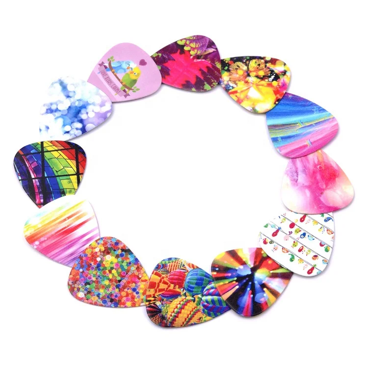 Factory wholesale custom logo different thickness celluloid picks color printing guitar picks logos