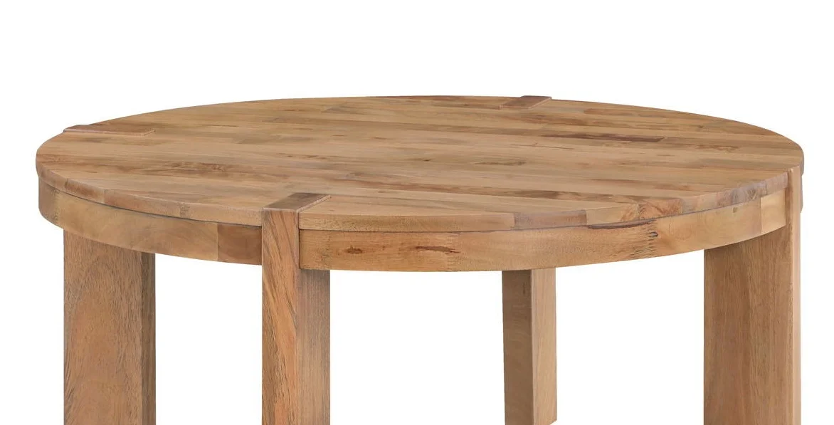 Natural color Solid wood living room round coffee table