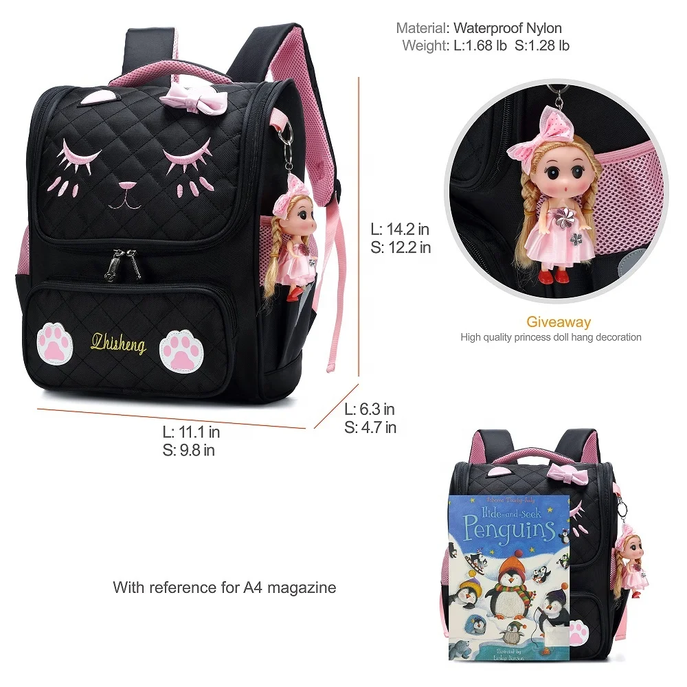 
Cute Cat Face Bow Kids Backpacks Waterproof Pink School Backpack 2020 kids backpack 