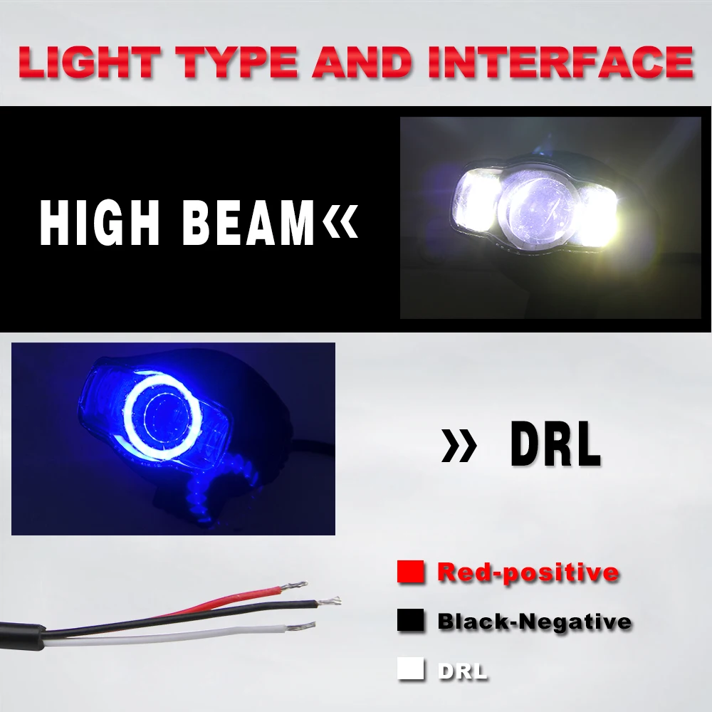 
5D Blue White Angel Eyes motorcycle Led Work Light,8-36V Voltage ATV UTV high Power Motorcycle led headlight with drl 