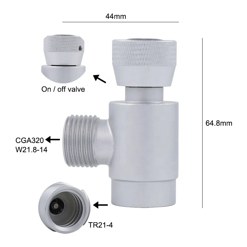 New One Body W21.8-14 CGA320 Thread Soda ASA Adapter for Soda Maker Cylinder Refill Gas Adapter Part