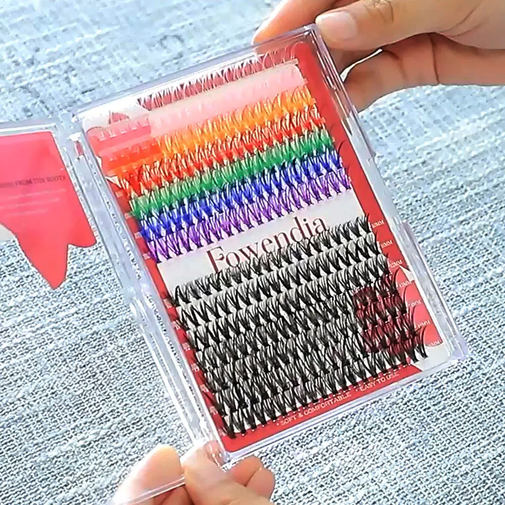 30D 40D Heat bonded Premade Fan Individual Lashes Wispy Cluster Lashes Color Eyelash Clusters Volume Pre made Volume Fan Lash