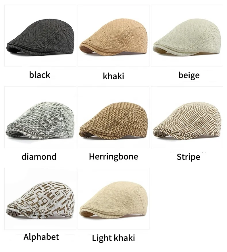 Wholesale Stylish British Vintage Woven Paper Straw  Flat Top Ivy Hat for Women Men Outdoor Sun Shade