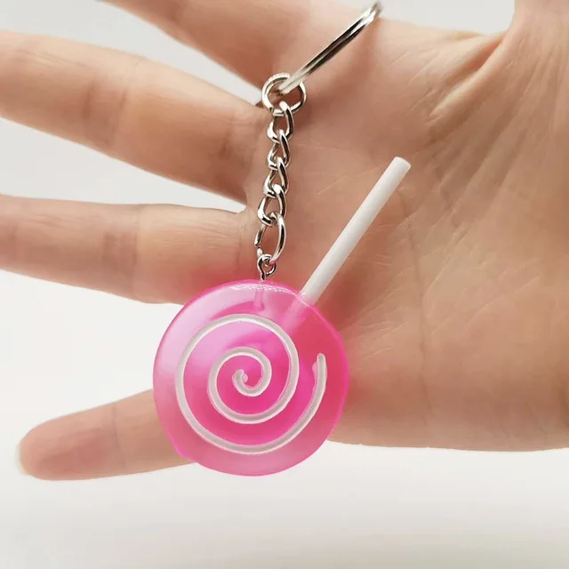 Simulation lollipop keychain pendant resin transparent candy key ring accessories student gifts