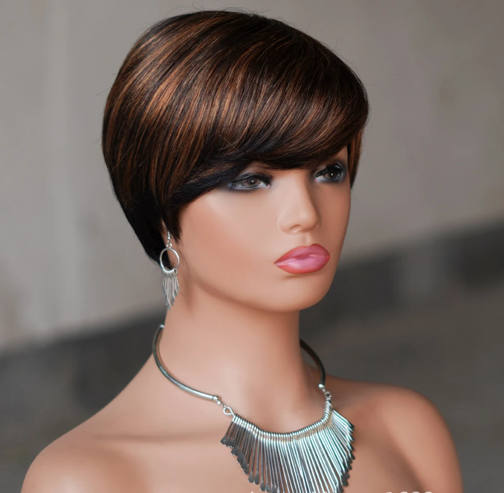 Wholesale new design for summer short pixie curl remy human hair wig pixie cut hd lace front wigs for black women