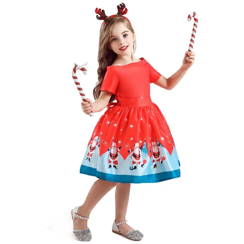 
Christmas dress boutique clothing kids frock designs bufflo girl dress 
