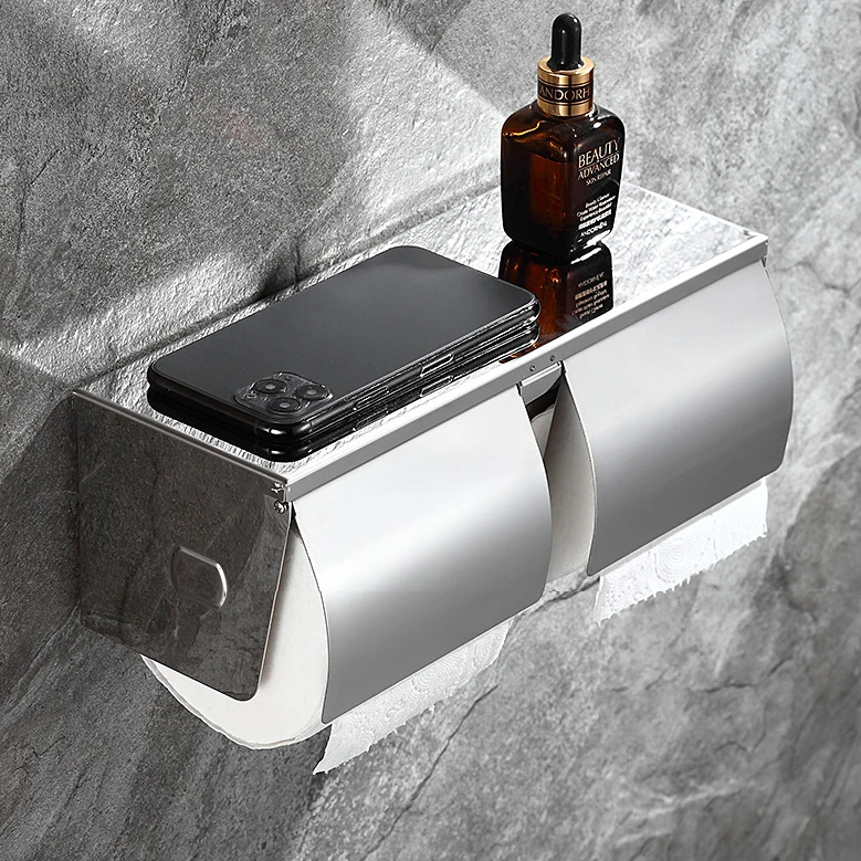 SUS304 Wall Mounted Paper Towel Holder Toilet Tissue with Mobile Phone