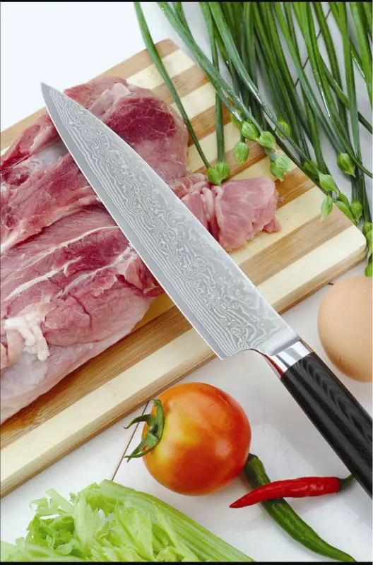 
Yangjiang Luxury Damascus steel blade safety cutter chef Knife with Micarta handle 