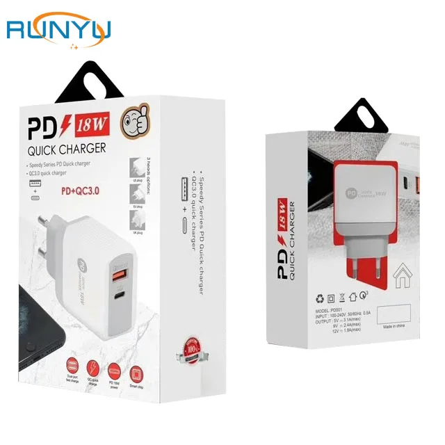 Сетевое зарядное устройство для WIKO Y80 View 4 Lite, двухстороннее зарядное устройство PD + QC3.0, 18 Вт