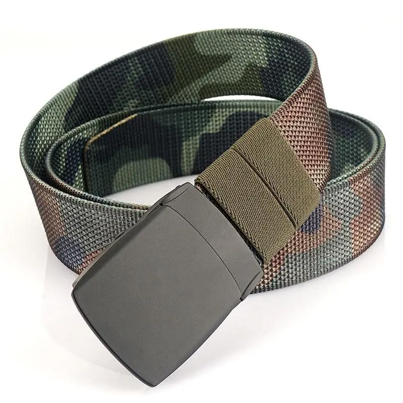 Vietnam Made Low Moq 100 Pcs Men Golf Belt Custom Logo Hot Nylon Spandex Outdoor Camo Adult Sports Dad Buckle Closure Belt