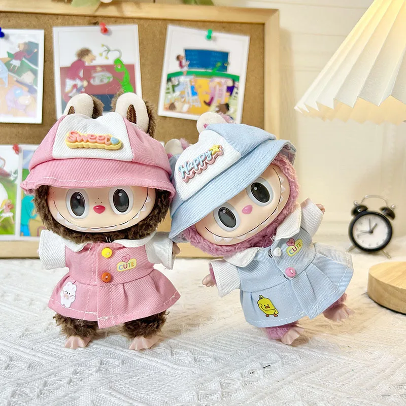 L-1991 17cm Pendant Doll Blind Box Pink Love Skirt Basketball Barrettes Suit Cute Dress Outfit Clothes Only Labubu