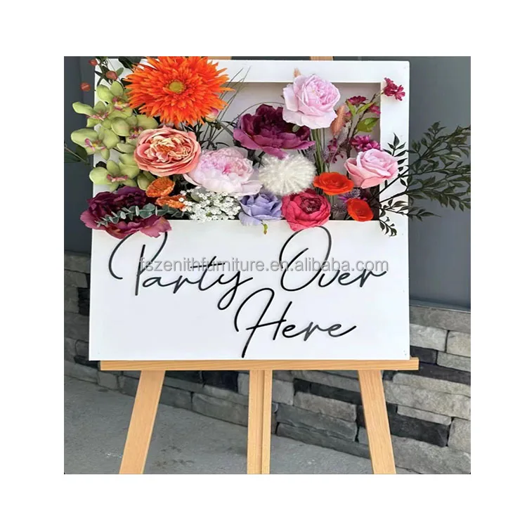 Party Reception Signage Board Flower Box Wedding Welcome Sign Stand For Front Door Entrance