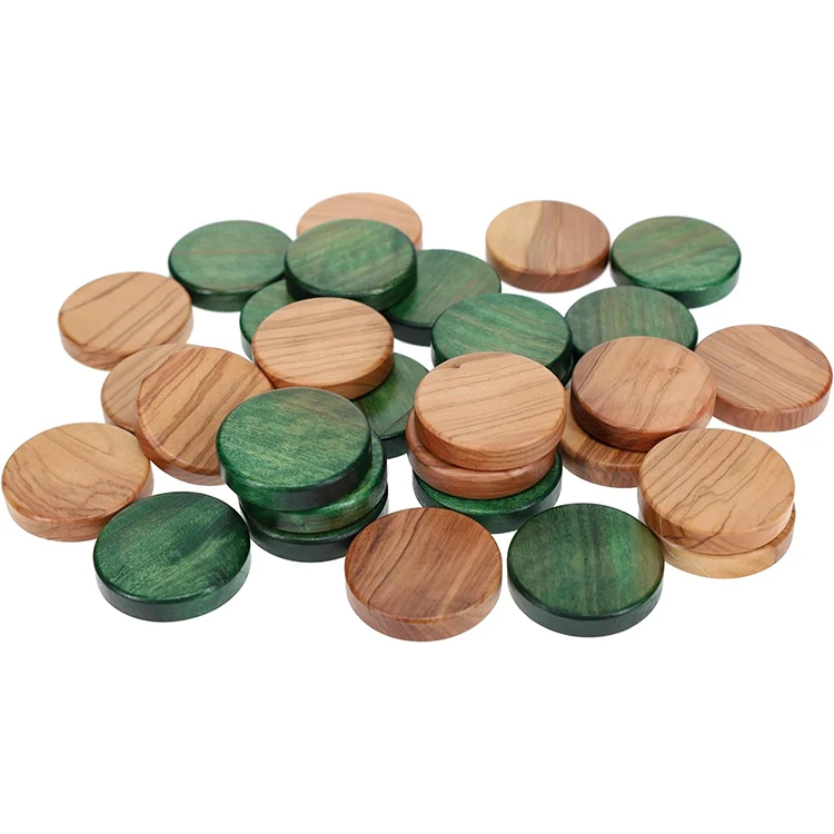 Custom Olive Solid Wood Backgammon Checkers Pieces Family Party Travel Entertainment Boardgame Chips for Children Puzzle Game