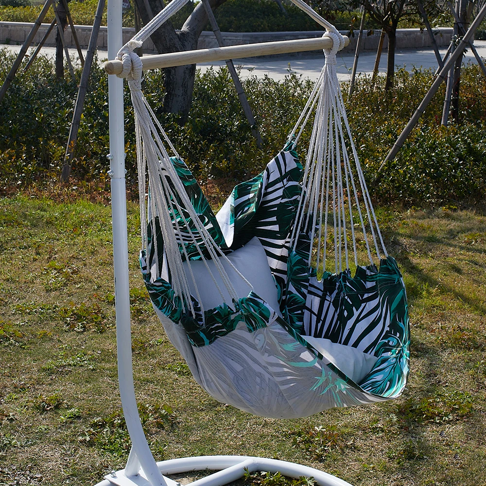 Hanging Rope Swing Outdoor Indoor Hanging Chair Macrame Swing Rope Round Hammock Chair