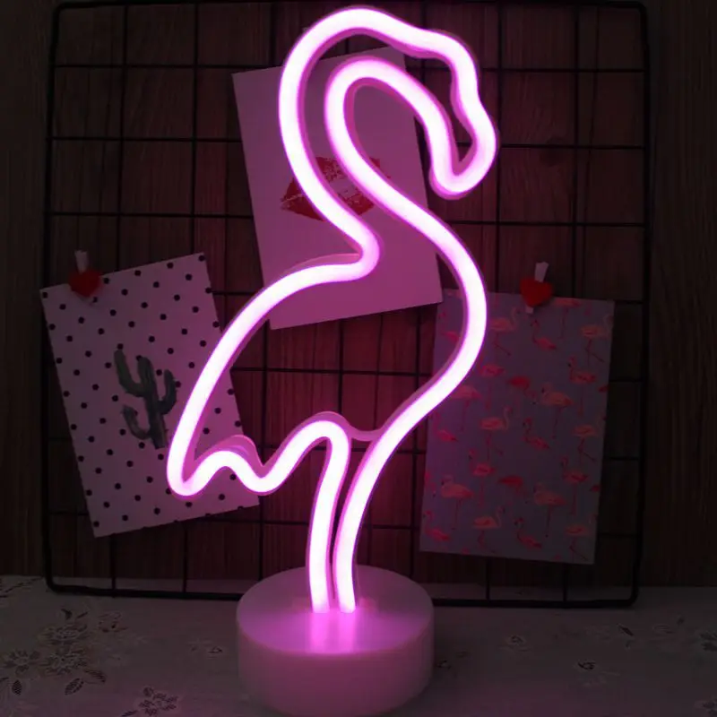 Neon Sign USB LED Decoration Unicorn Flamingo Lamp Moon Rainbow For Home Kid Room Bedside Night Light Decor Light For Children