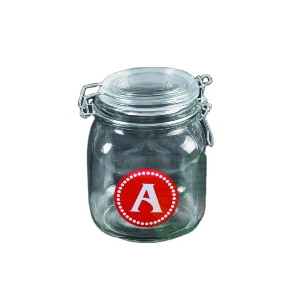 1L 2L 3L angle glass storage jar with clip wire and glass lid airtight food container canisters