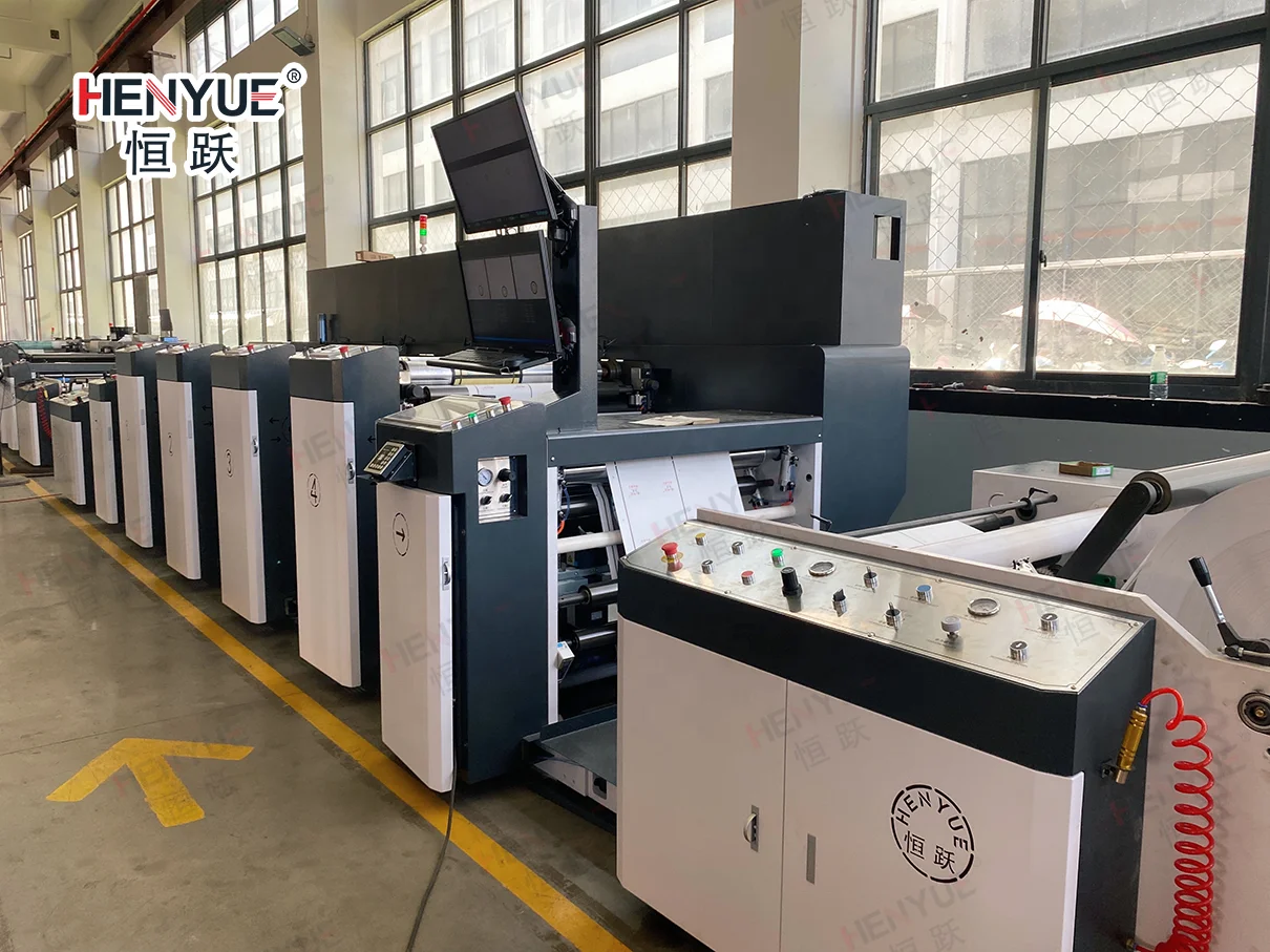HENYUE 650mm Automatic Flexographic 4-Color Printer Non-Stop 6 Multicolor Plate Types New Condition Gear Core Component