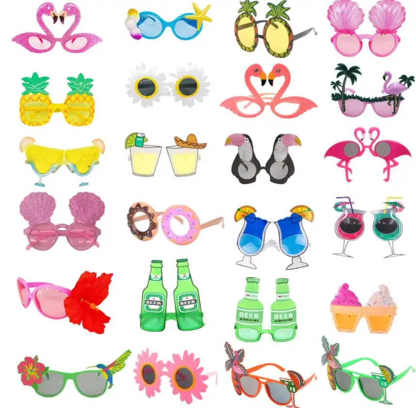Luau Party Sunglasses Funny Hawaiian Glasses Tropical Fancy Dress Props Fun Summer Beach Themed Party Birthday Decor Various
