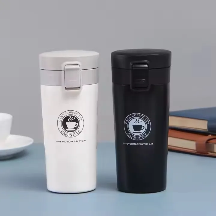 380ML 500ML Stainless Steel 304 Vacuum Double-Layer Thermos Cups Bounce Portable Coffee Cup Flip Lid Coffee Mug