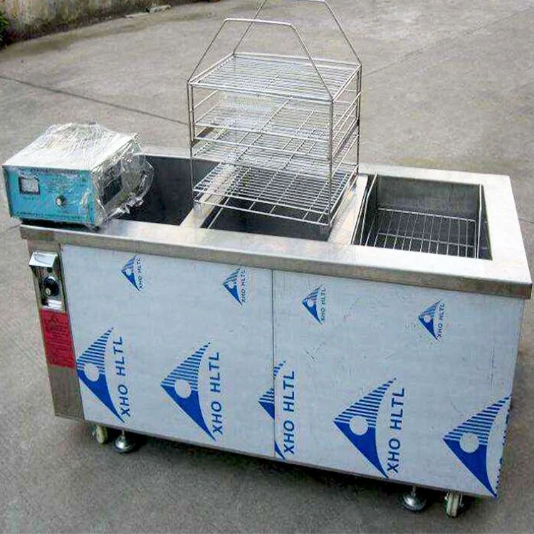 Stainless Steel Double Tank Plc Control Automatic Large Industrial Ultrasonic Cleaning Machine For Small Parts Cleaning