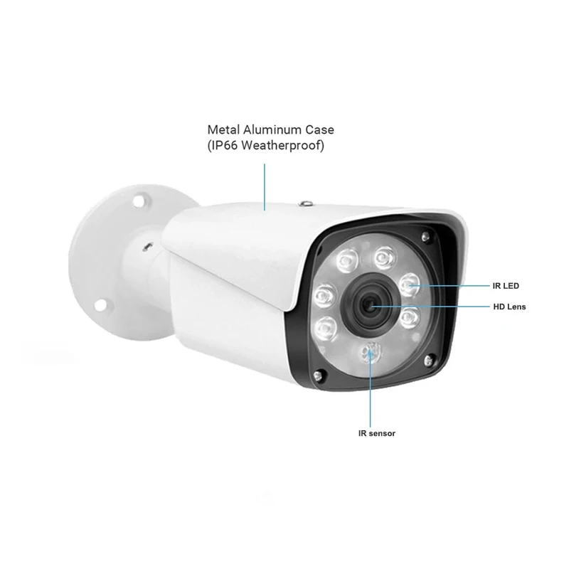 Fosvision 8pcs Camera 8CH POE NVR CCTV Kit 4MP Outdoor IP66 Waterproof Bullet IP Camera CCTV System