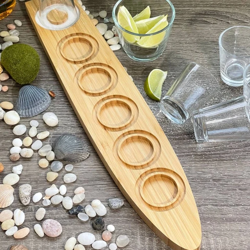 bar beer wine liquor sampler display handmade wooden tequila shots glass tasting holder serving flight trays board with salt rim
