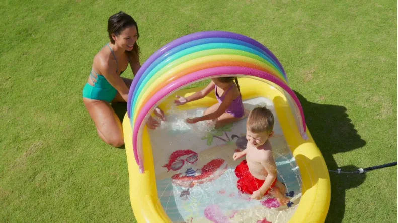 A0731 Intex 57156 plastic mini inflatable roof play center water park sports kids baby outdoor swimming pool with slides