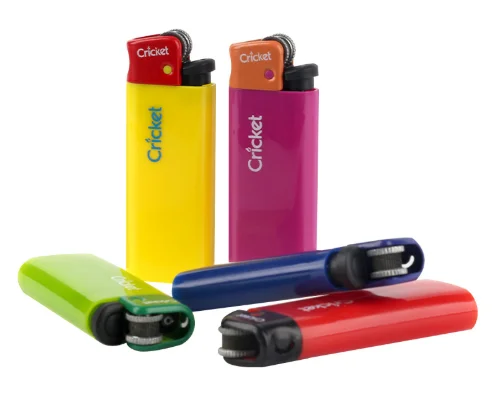 Bright Color Plastic Disposable Flame Lighter Sweden Cricket Original Mini and Maxi Lighters Tray of 50