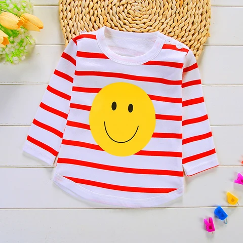 Latest Boys and Girls Long Sleeve T-shirt Round Collar Kids Striped T Shirt