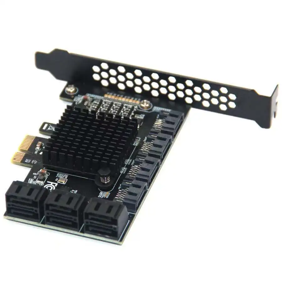 ASM1166 SATA PCIe Adapter10 Ports SATA 3.0 to PCI Express x4 Expansion Card SATA III to PCI-E 3.0 X4 Controller for HDD ASMedia