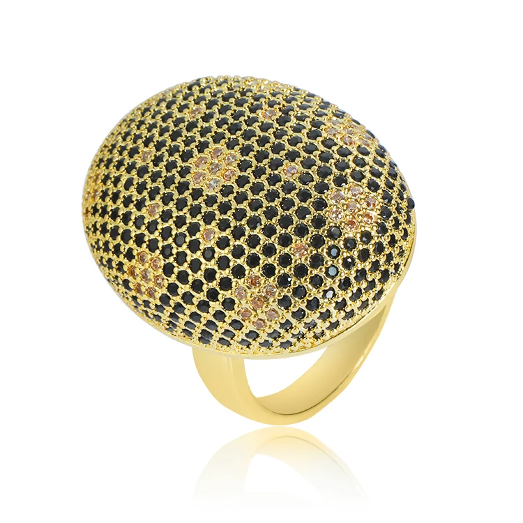 Fashion Bar Setting Gold big Ring full green stones cubic zircon cz rings for women Elegant Ring