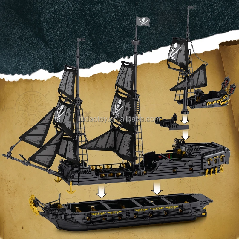 Reobrix 66036 Black Pearl Model Sailboat Accessories Model Building Block Sets Revenge Ship Assembly Sailling 3D Puzzle Toys